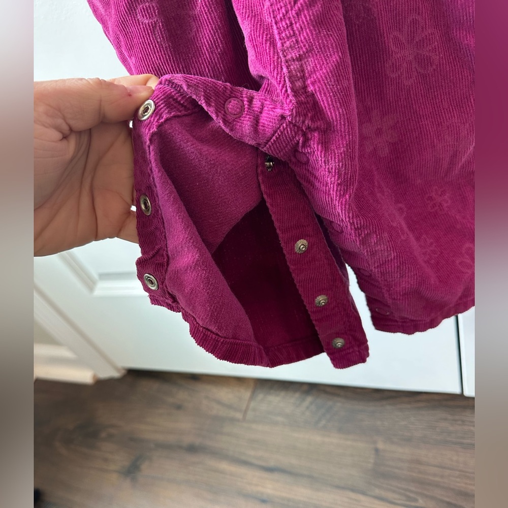 Vintage Carters Magenta ‘La Fleur’ Corduroy Overalls (Size 9-12 Months) - Picture 5 of 6